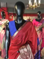 Maroon Mangalagiri Silk Saree with Woven Kanchi Silk Border
