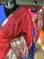 Maroon Mangalagiri Silk Saree with Woven Kanchi Silk Border - Image 5