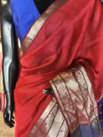Maroon Mangalagiri Silk Saree with Woven Kanchi Silk Border - Image 4