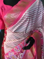 Offwhite Banarasi Soft Silk Saree highlighted with Patola Weaves - Image 3