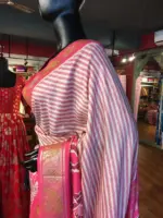 Offwhite Banarasi Soft Silk Saree highlighted with Patola Weaves - Image 7