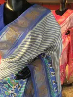 Offwhite Banarasi Soft Silk Saree highlighted with Patola Weaves - Image 3