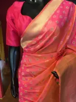 Peach Banarasi Silk Saree with Gold Zari Weaves - Image 3