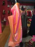 Peach Banarasi Silk Saree with Gold Zari Weaves - Image 7