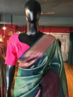 Hunter Green Banarasi Silk Saree highlighted with gold  weaves