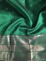 Bottle Green Mangalagiri Silk Saree with Kanchi Silk Border - Image 6