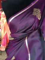 Purple Banarasi Silk Saree with Gold Zari Buttis - Image 2