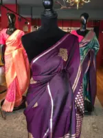 Purple Banarasi Silk Saree with Gold Zari Buttis