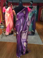 Purple Banarasi Silk Saree with Gold Zari Buttis - Image 4