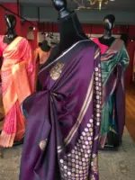 Purple Banarasi Silk Saree with Gold Zari Buttis - Image 5