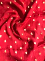 Dark Red Chequered Chiffon Saree - Image 6