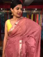 Dusty Pink Chequered Chiffon Saree