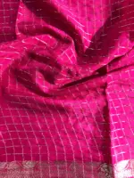 Rani Pink Chequered Chiffon Saree - Image 6