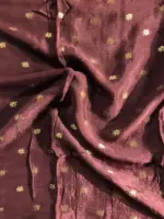 Dark Brown Chequered Chiffon Saree - Image 6