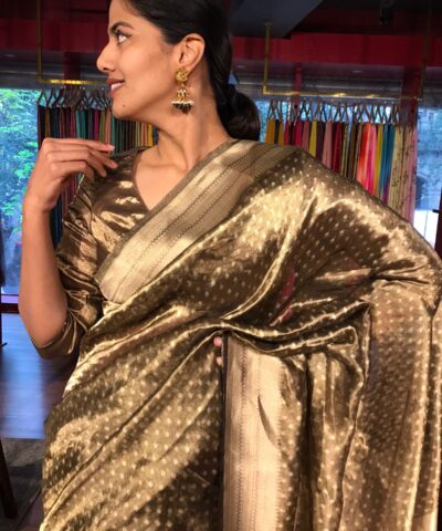 Metallic Gold Tissue Silk Saree with Gold Zari Weaves