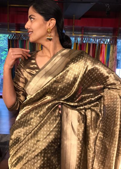 Metallic Gold Tissue Silk Saree with Gold Zari Weaves