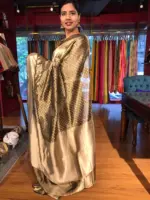 Metallic Gold Tissue Silk Saree with Gold Zari Weaves - Image 2
