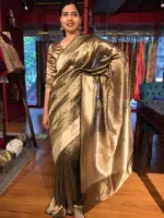 Metallic Gold Tissue Silk Saree with Gold Zari Weaves - Image 5