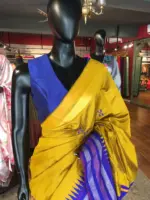 Mustard Yellow Raw Silk Saree with Embroidered Pallu - Image 2