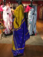 Mustard Yellow Raw Silk Saree with Embroidered Pallu - Image 6