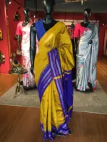 Mustard Yellow Raw Silk Saree with Embroidered Pallu - Image 5