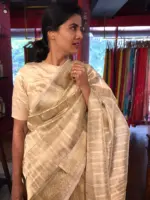Gold Silver Tissue Silk Saree with Zari Weaves