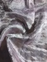 Lilac Hand Embroidered and Hand painted Tissue Silk Saree highlighted with Scalloped Border - Image 7