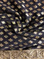 Black Georgette Silk Saree with Beautiful Antique Gold Zari Weaves - Image 7