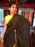 Black Chequered Chiffon Saree
