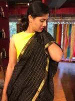Black Chequered Chiffon Saree - Image 6