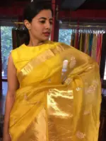 Mustard Yellow Organza Silk Saree adorned with Gotapatti Work
