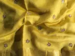 Mustard Yellow Organza Silk Saree adorned with Gotapatti Work - Image 8