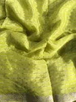 Lime Green Chequered Chiffon Saree - Image 6