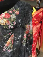 Black Designer Saree with Sequins Embroidery - Image 3