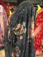 Black Designer Saree with Sequins Embroidery - Image 7