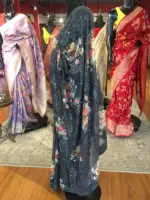 Black Designer Saree with Sequins Embroidery - Image 6