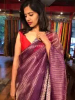Purple Organza Silk Saree with Pure Resham Silk Zari Weaves