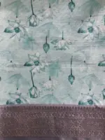 Blue Printed Banarasi Silk Saree - Image 6