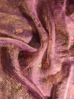Purple Crushed Tissue Silk Saree with Cutwork Embroidery - Image 7