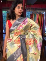 Green Printed Banarasi Silk Saree