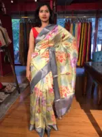 Green Printed Banarasi Silk Saree - Image 3