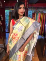 Green Printed Banarasi Silk Saree - Image 5