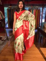 Pista Green Printed Banarasi Silk Saree - Image 3