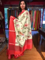 Pista Green Printed Banarasi Silk Saree - Image 2