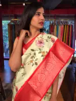 Pista Green Printed Banarasi Silk Saree - Image 4