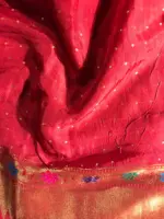 Red Banarasi Silk Saree with Beautiful Paithani Border - Image 6