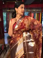 Maroon Organza Silk Saree with Kanchi Zari Border