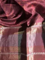 Maroon Organza Silk Saree with Kanchi Zari Border - Image 8