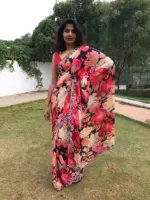 Multicolor Printed Crepe with Beautiful Embroidery - Image 3