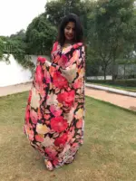 Multicolor Printed Crepe with Beautiful Embroidery - Image 2